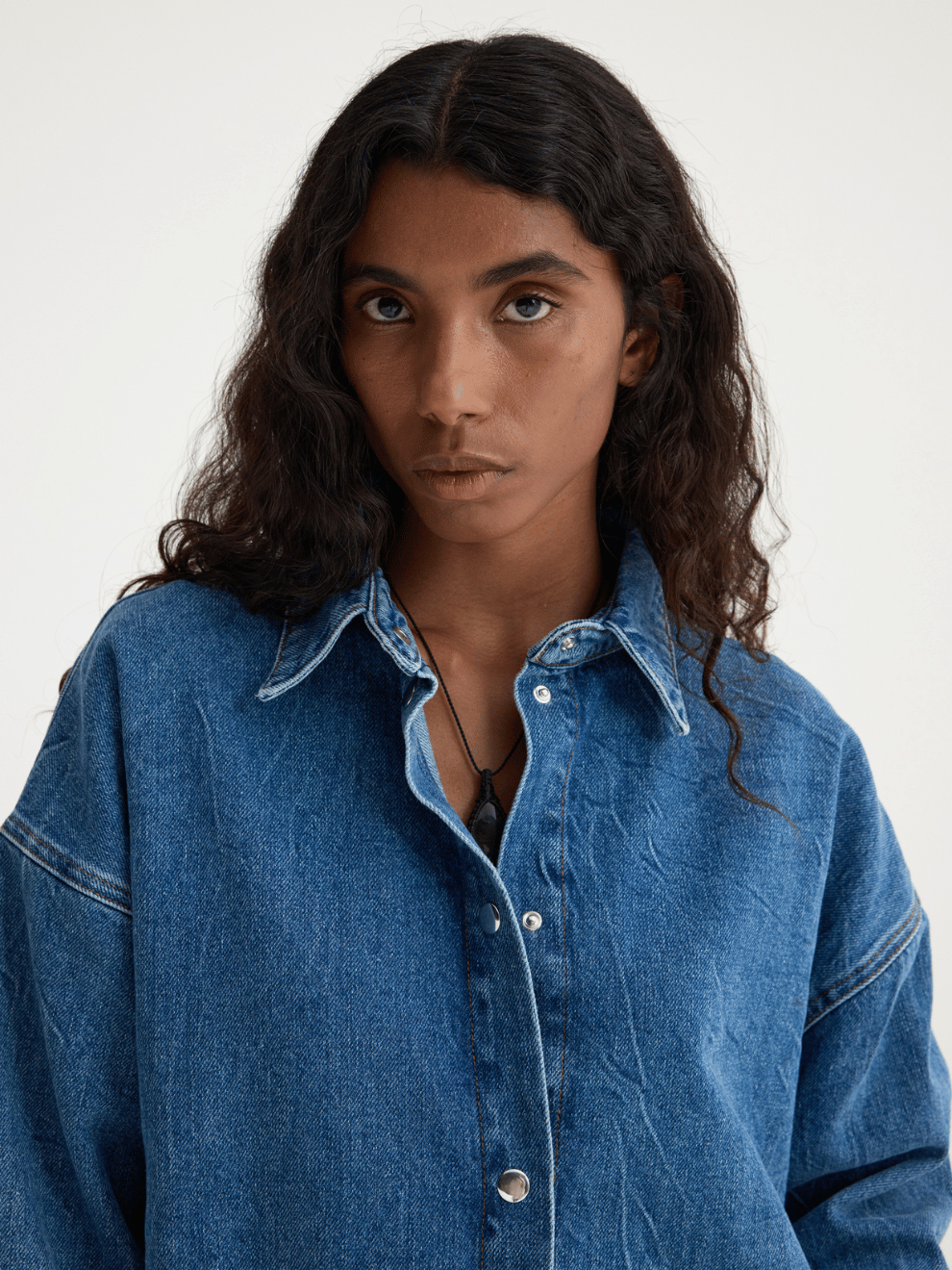 PRE-ORDER Denim Oversized Shirt in Mid Denim Blue