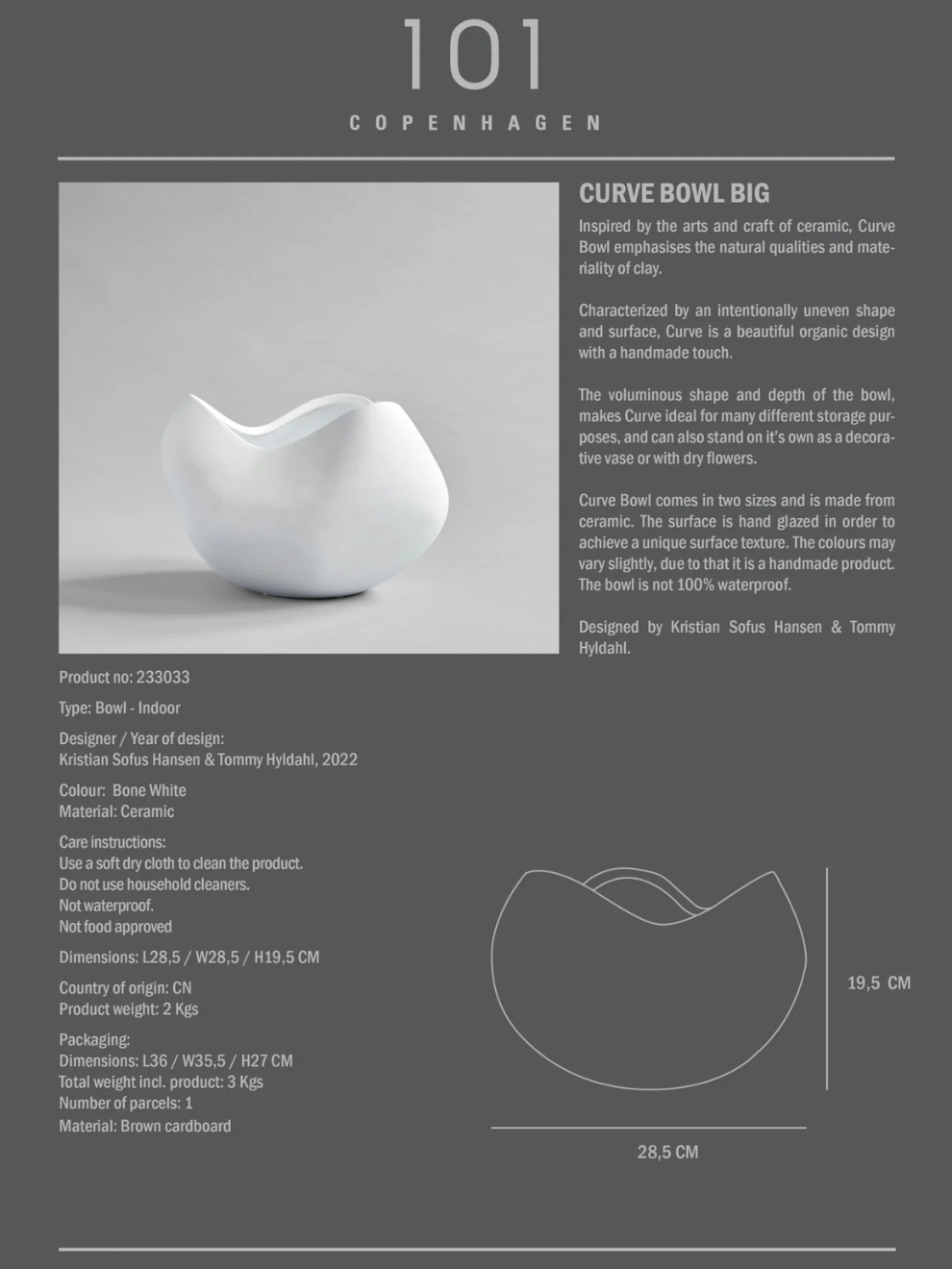 PRE-ORDER Curve Bowl Big in Bone White