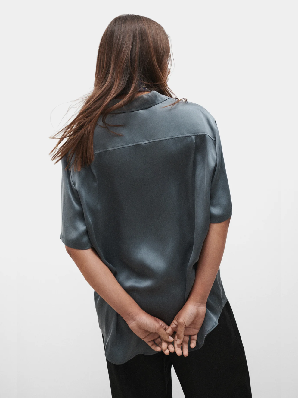 PRE-ORDER Short Sleeve Boyfriend Shirt in Slate