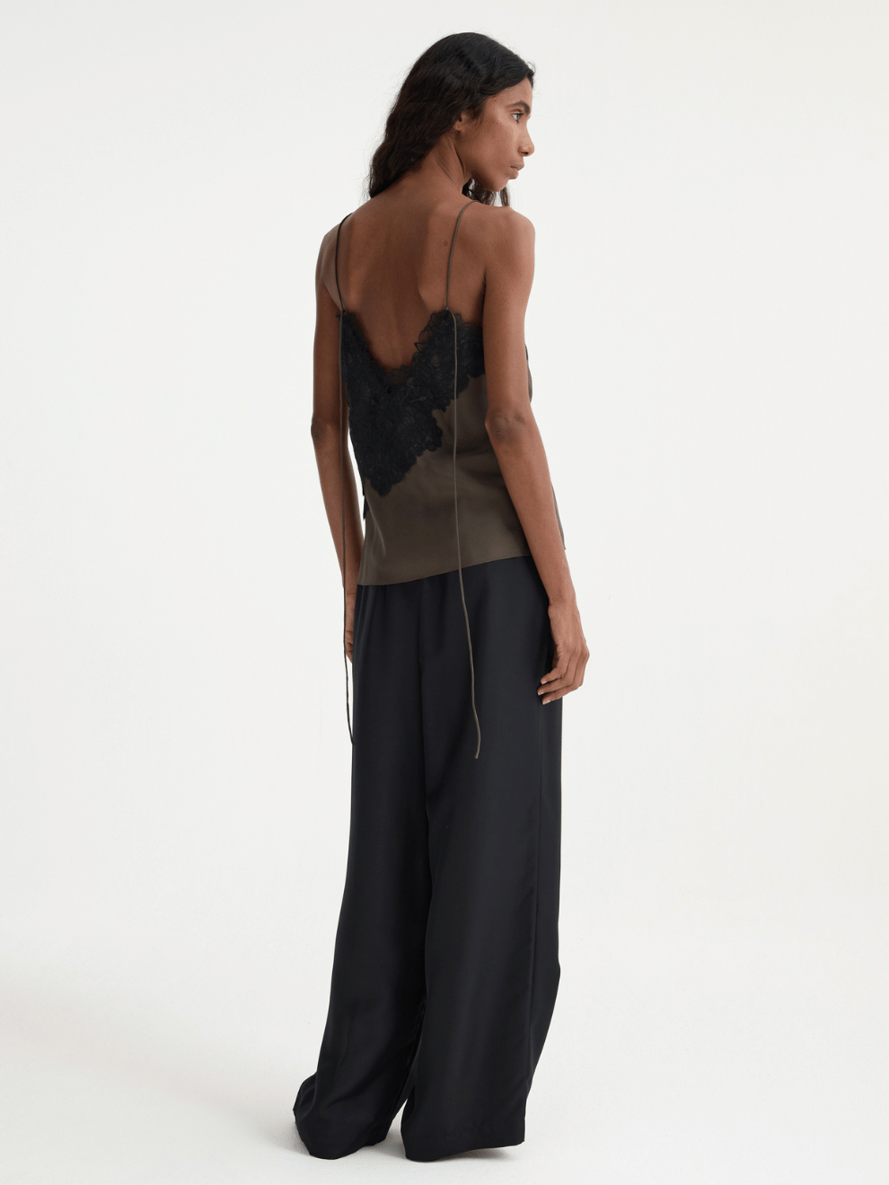 Lace Silk Camisole in Earth