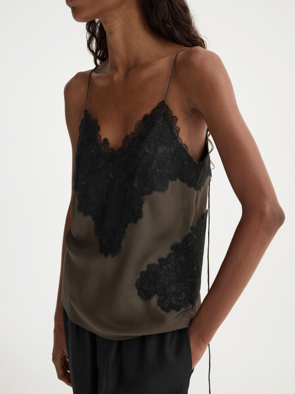 Lace Silk Camisole in Earth