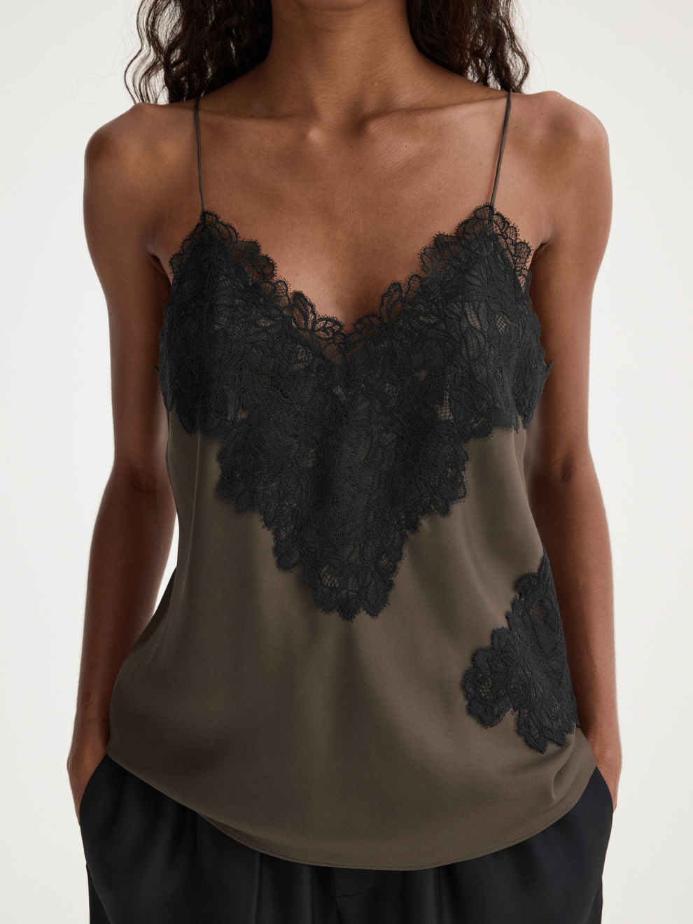 Lace Silk Camisole in Earth
