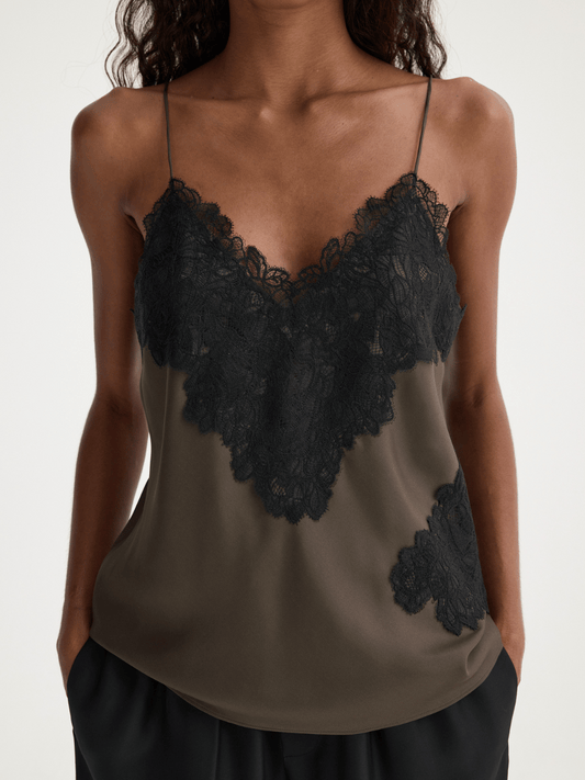 Lace Silk Camisole in Earth