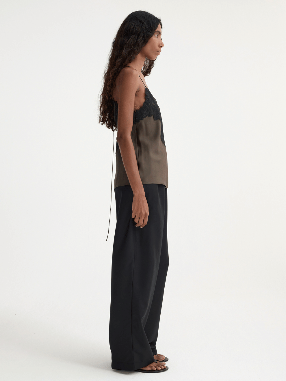 Lace Silk Camisole in Earth