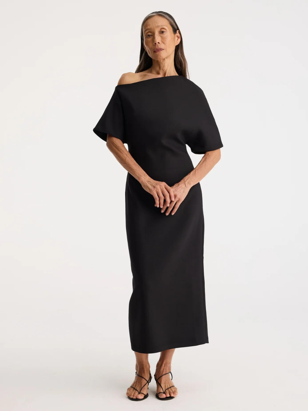 Sculptural Asymmetrical Dress in Black  DB International