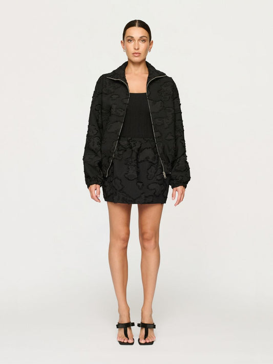 Valor Bomber in Black Clipped Jacquard
