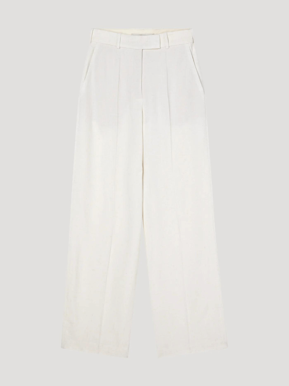Textured Wide Leg Trousers in Winter White