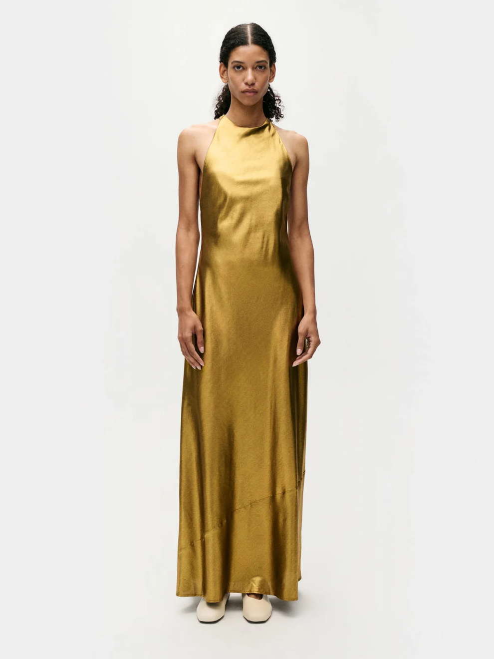 Vintage Gold Printed High Low Dress main image 1