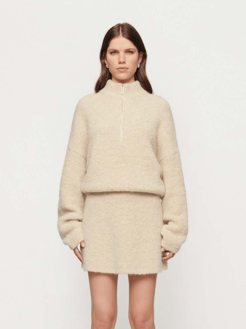 Boyd Boucle Half Zip in Alabaster