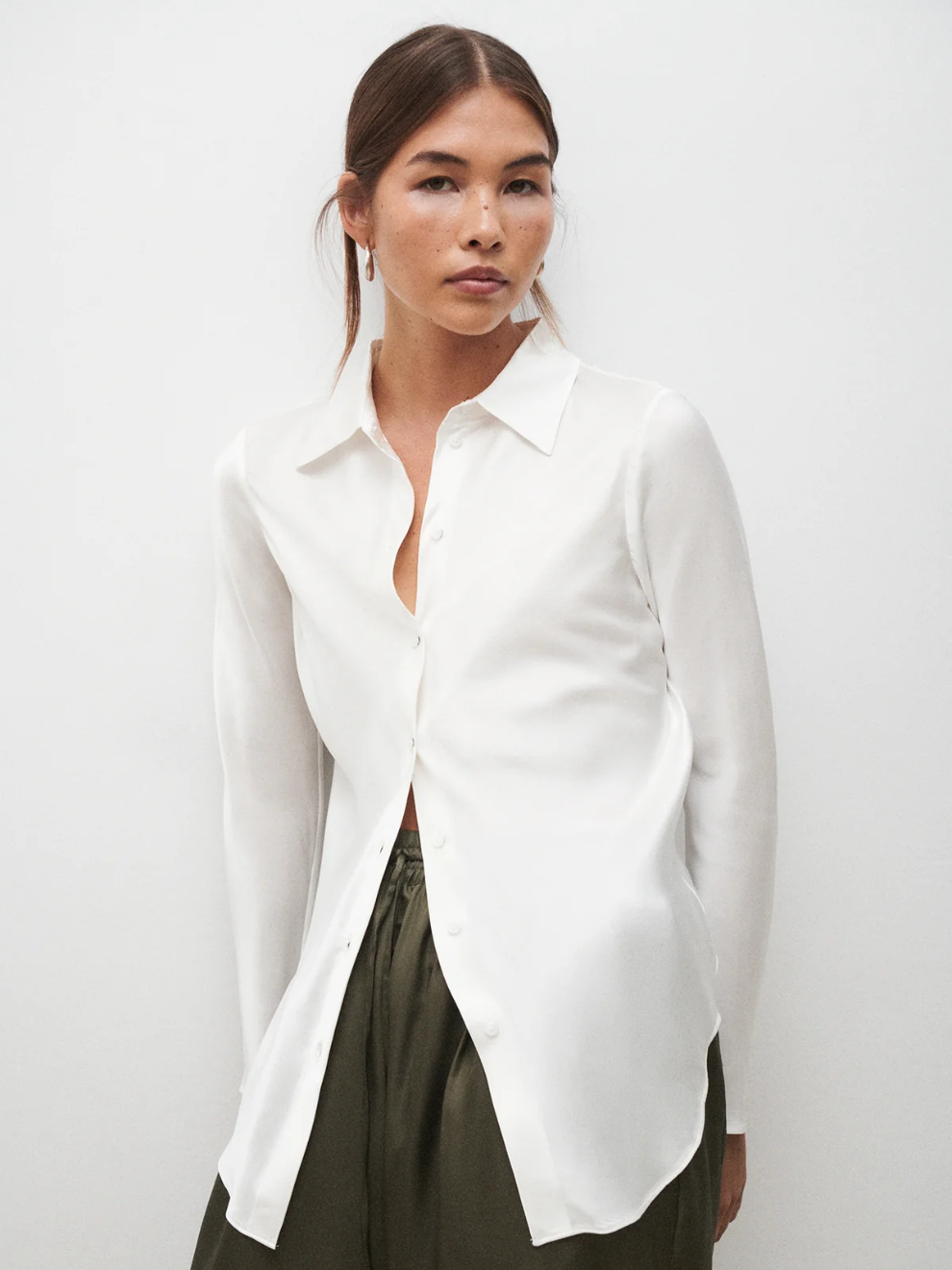 Bias Cut Shirt in White