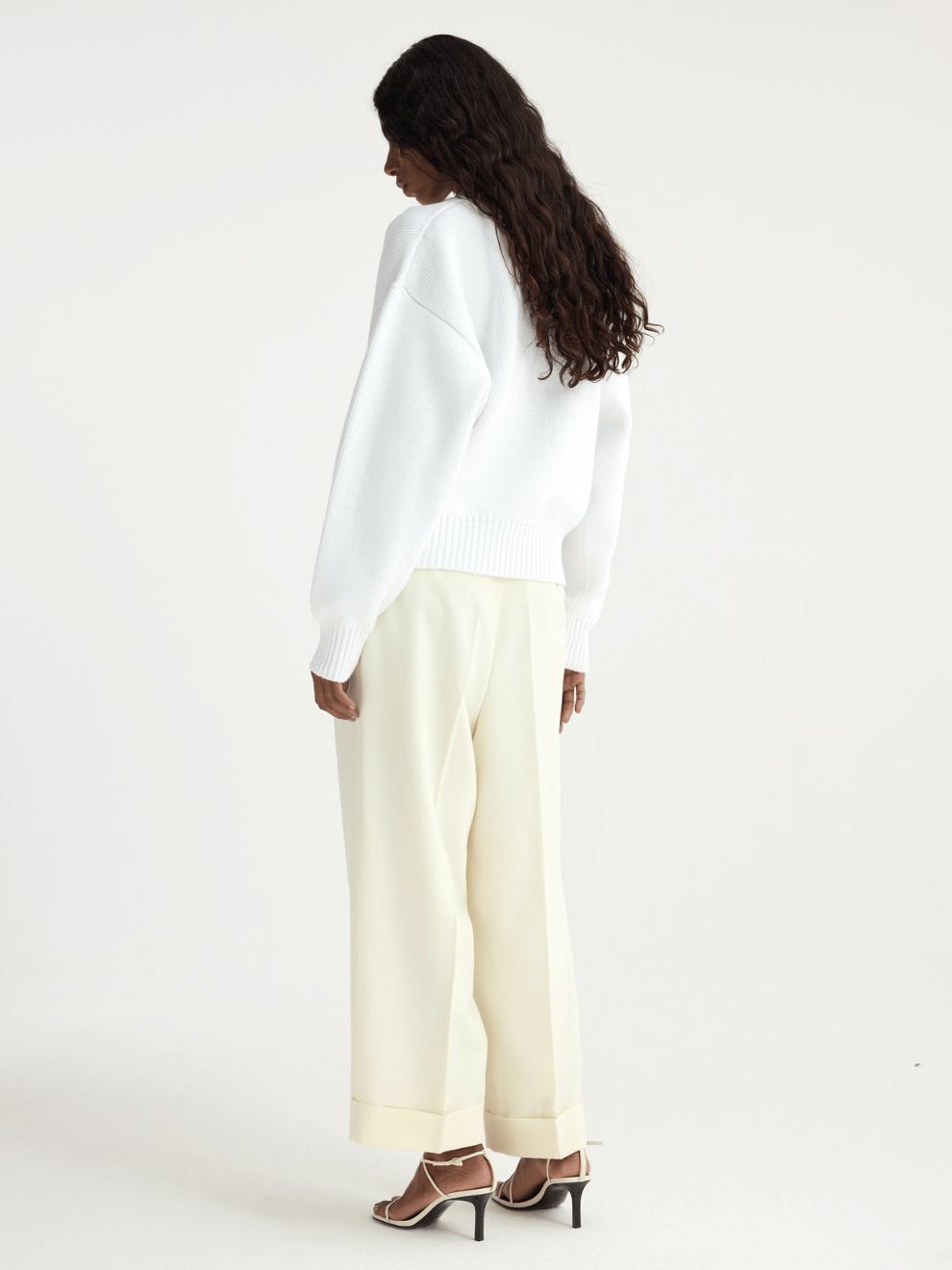 PRE-ORDER V-Neck Knitted Jumper in Optic White