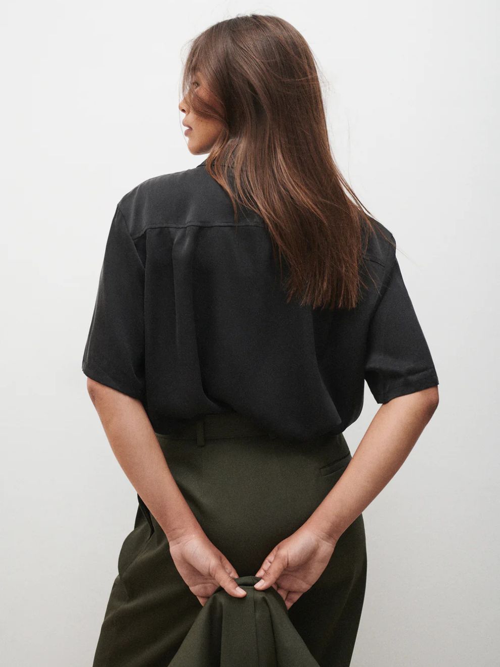 PRE-ORDER Short Sleeve Boyfriend Shirt in Black