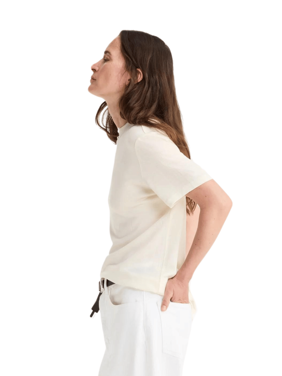 Relaxed Wool T-Shirt in Cream
