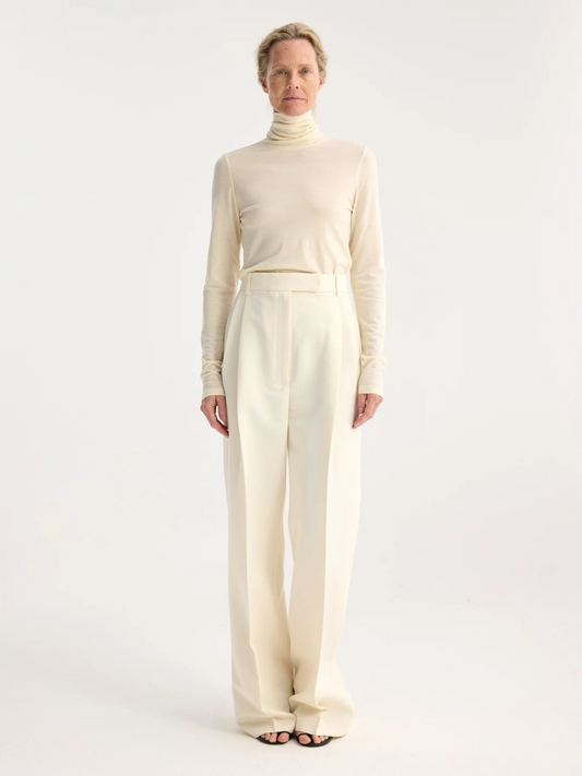 High-Waist Tailored Trousers in Off White