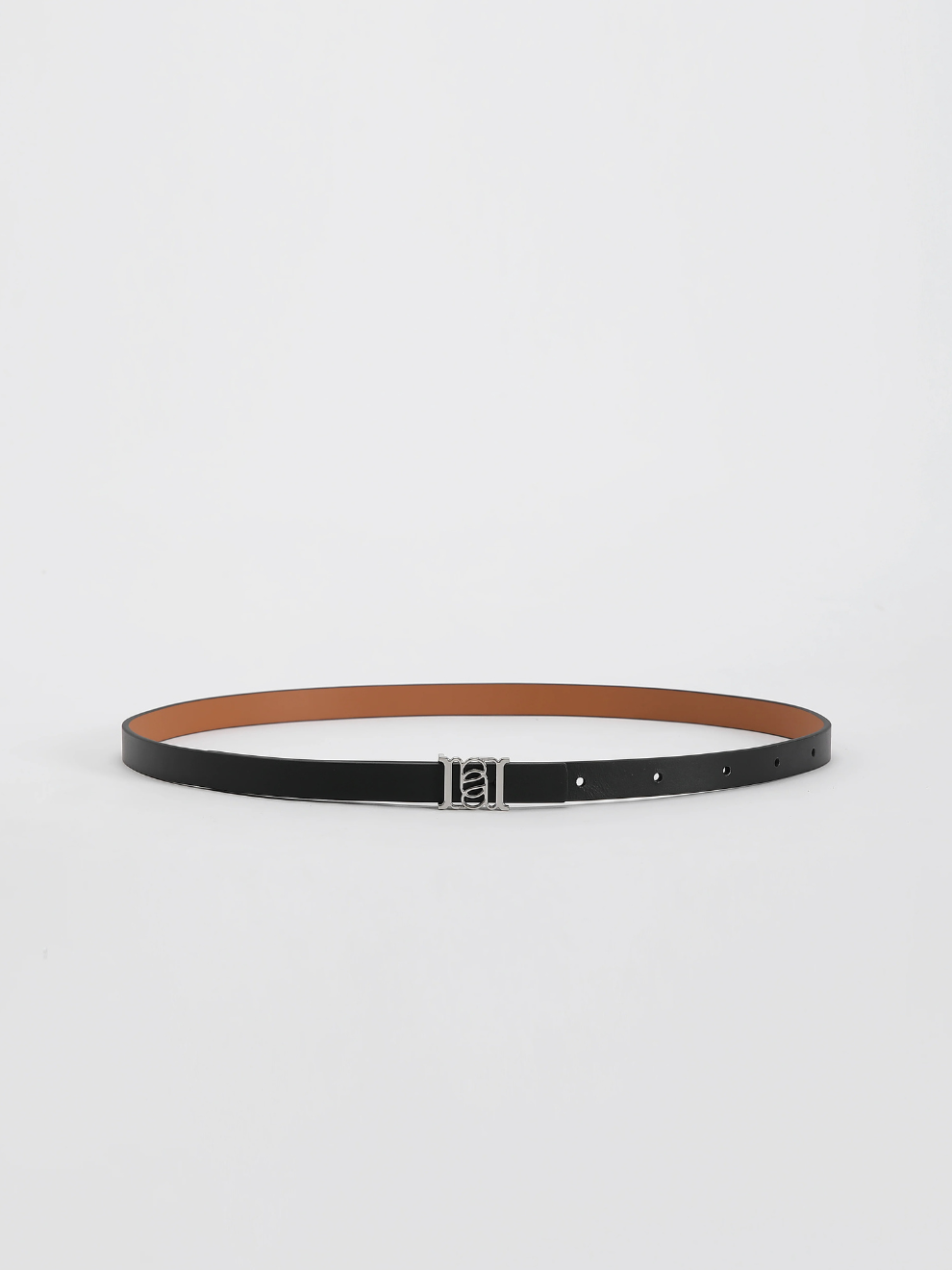 Double-sided Monogram Calfskin Slim Belt in Silver