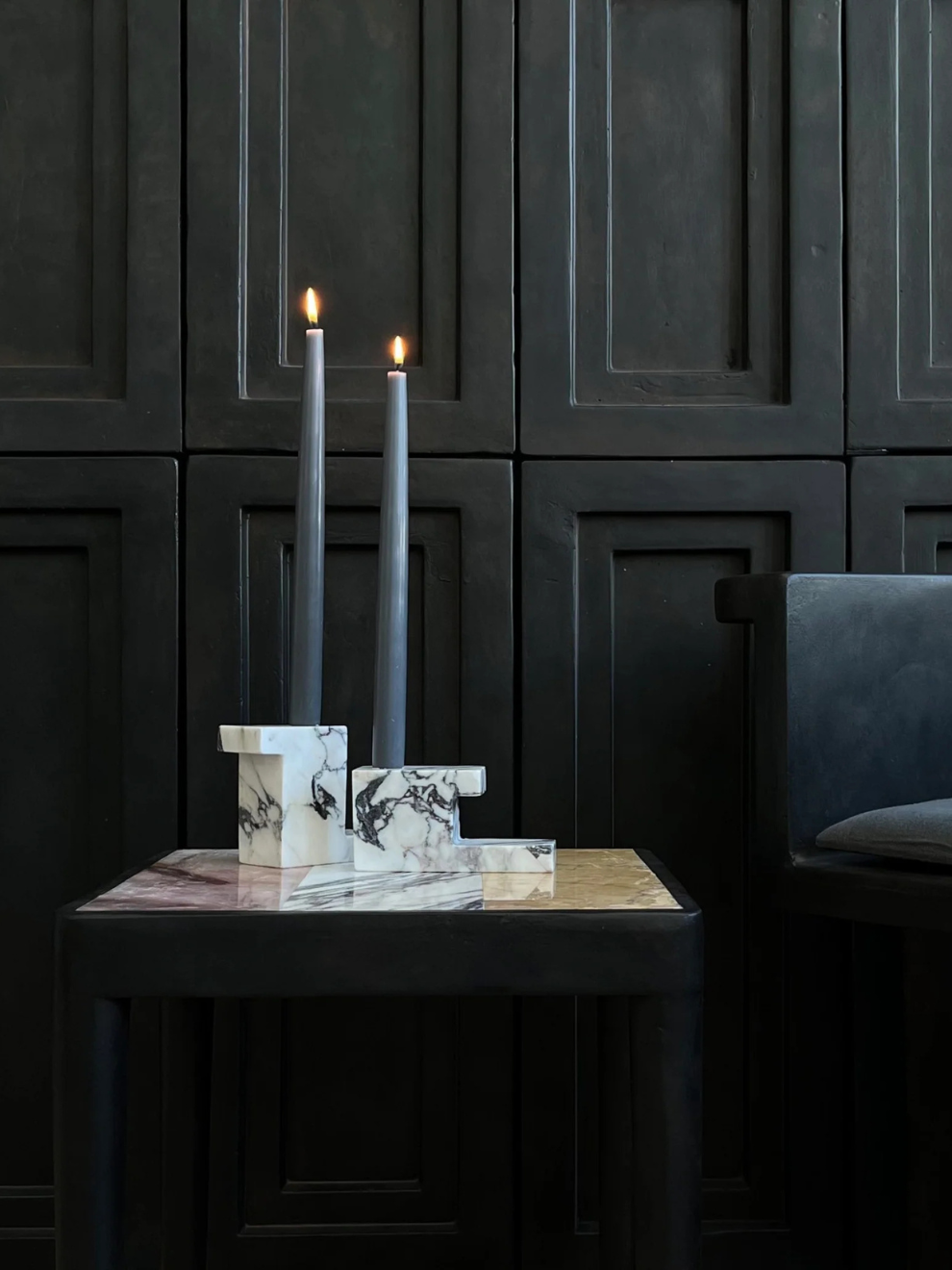 PRE-ORDER Brick Candle Holder Low in Calacatta