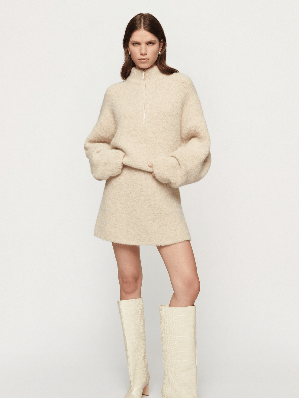 Boyd Boucle Half Zip in Alabaster