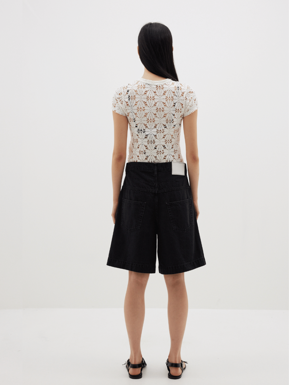 Denim Bermuda Shorts in Black