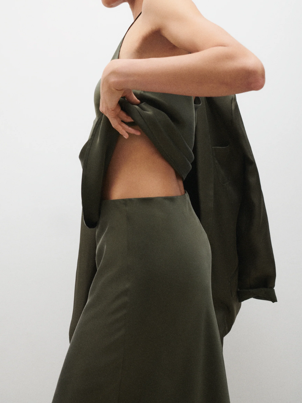 Long Bias Cut Skirt in Pine