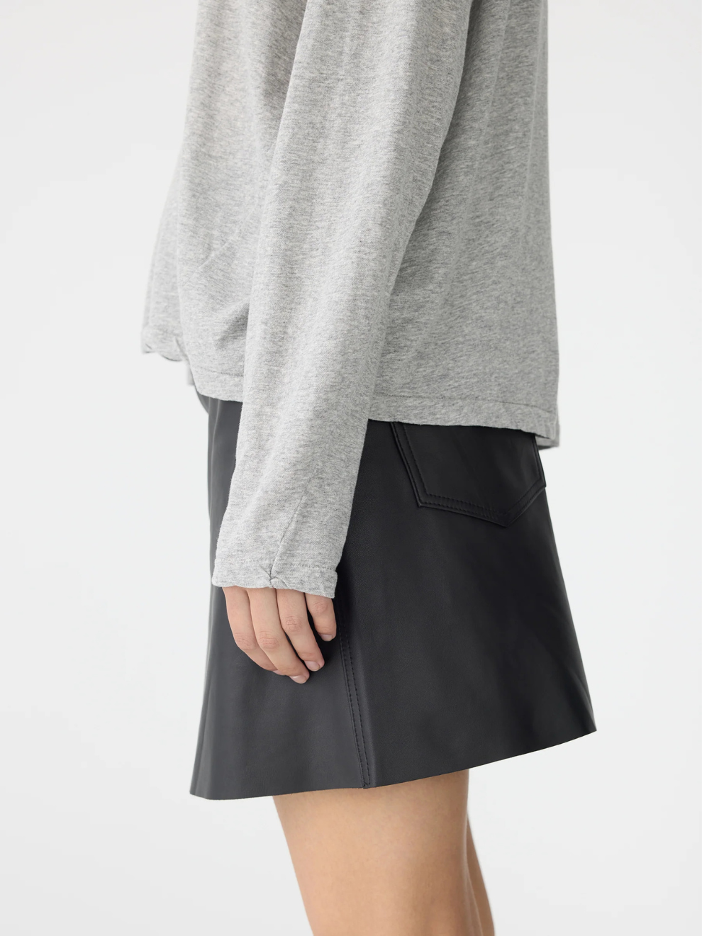 Slouch Superfine Long Sleeve T Shirt in Grey Marl