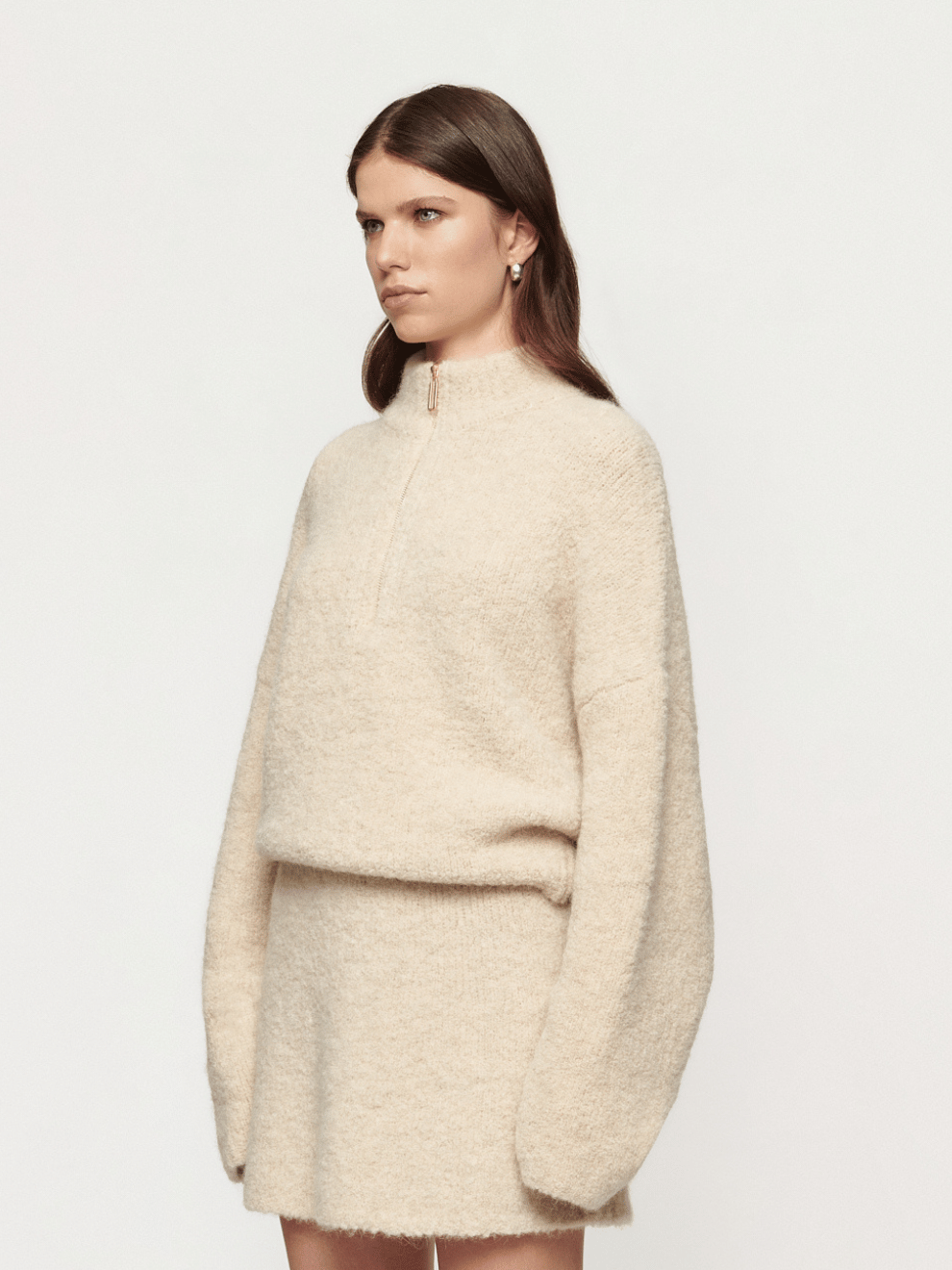 Boyd Boucle Half Zip in Alabaster
