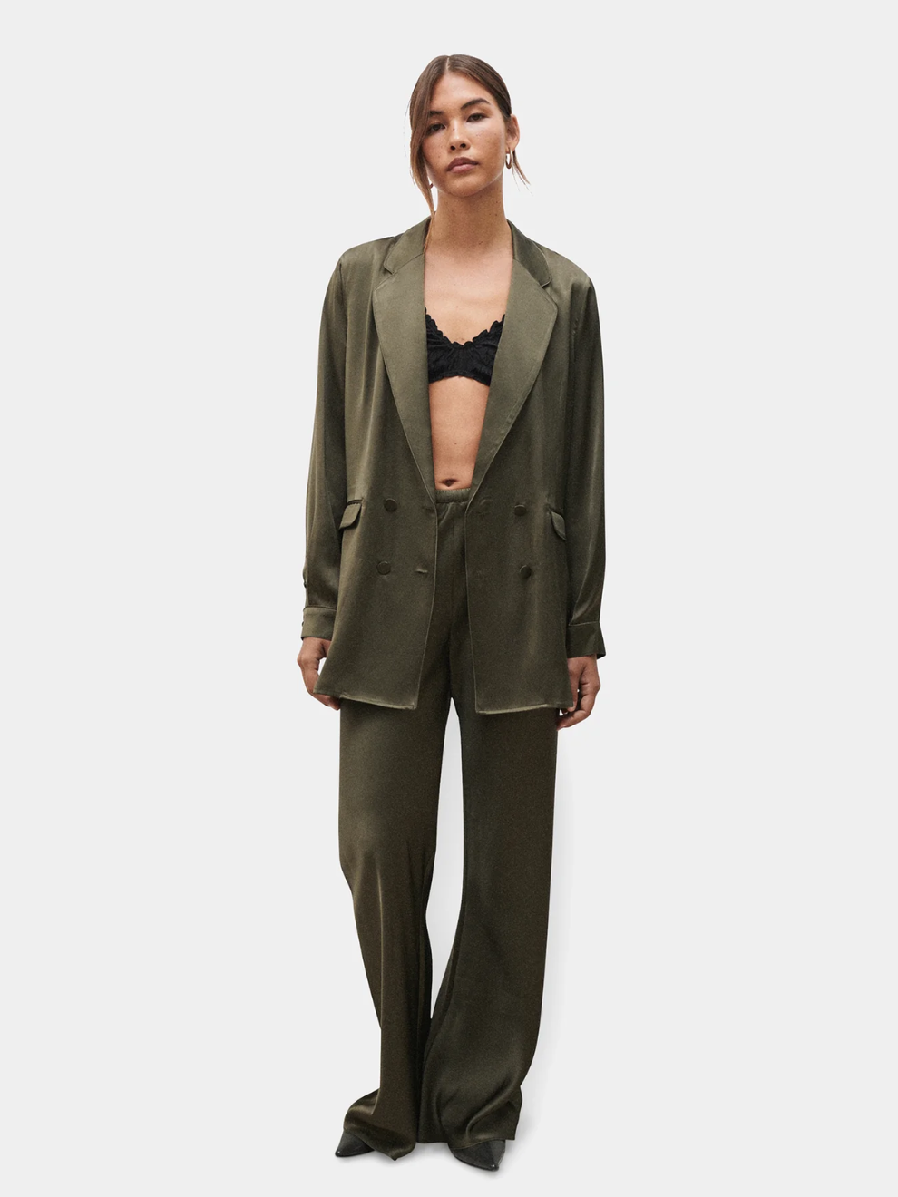 Bias Cut Pants in Pine