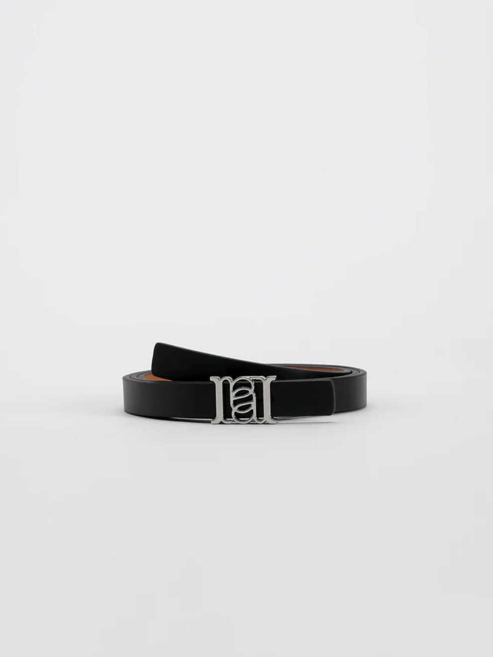 Double-sided Monogram Calfskin Slim Belt in Silver