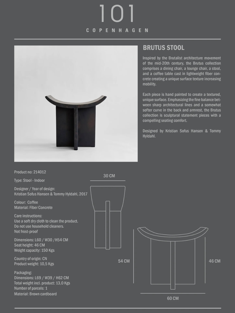 PRE-ORDER Brutus Stool in Coffee