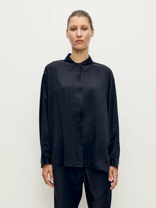 Chiffon Crossover Shirt in Black