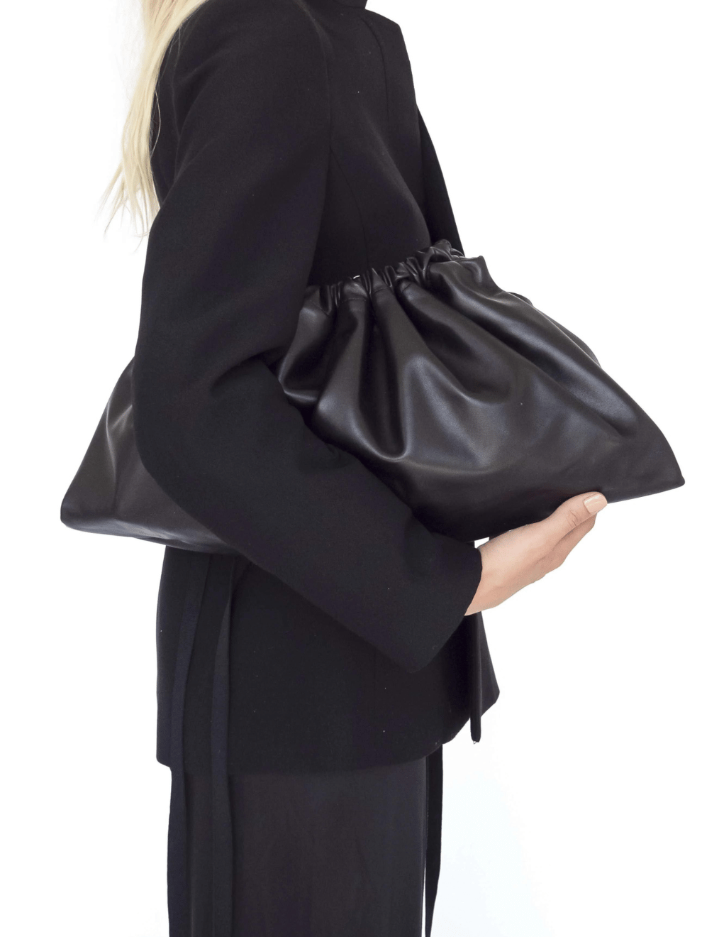 Maxi Drawstring Bag in Black