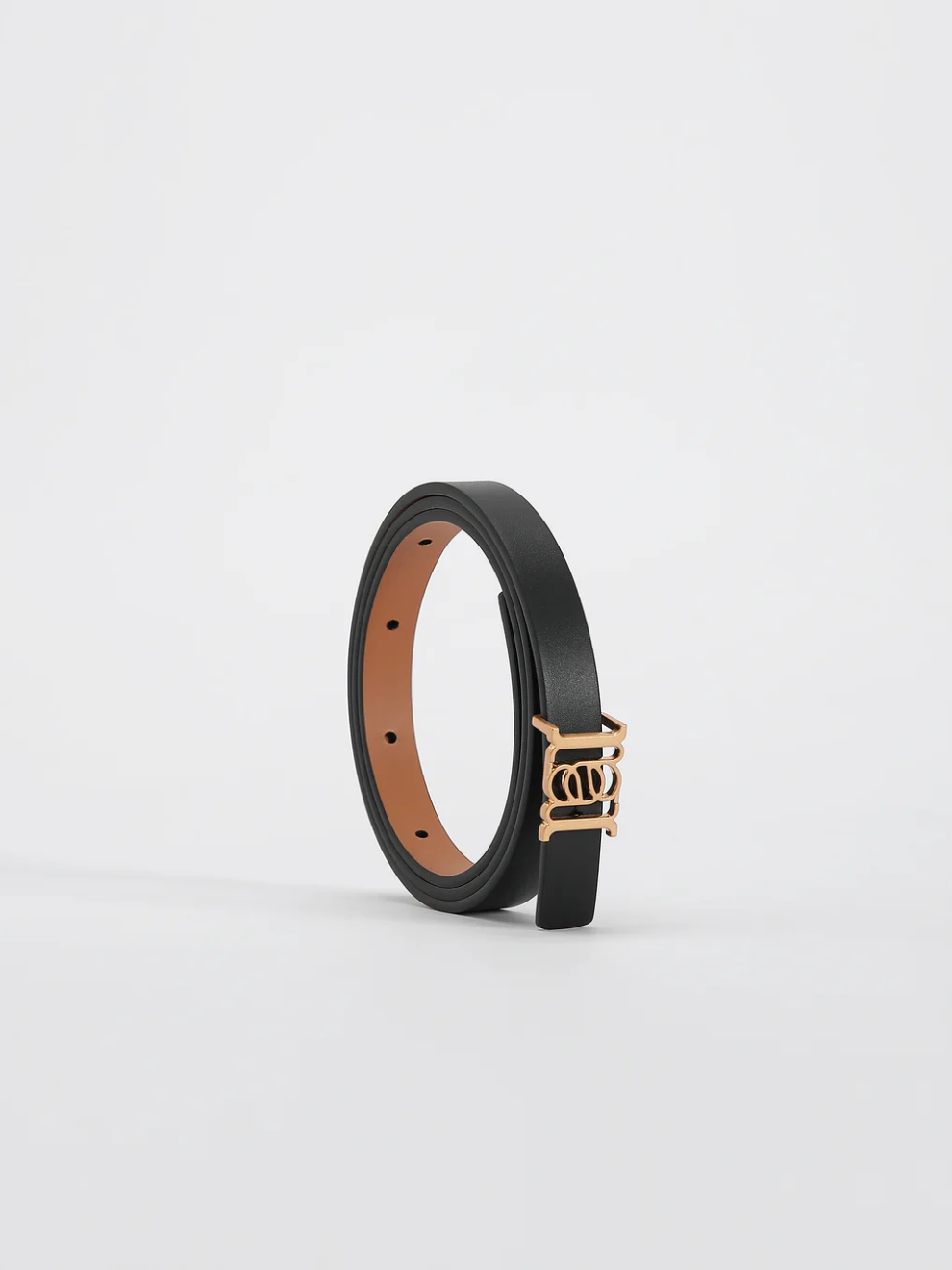 Double-sided Monogram Calfskin Slim Belt in Gold