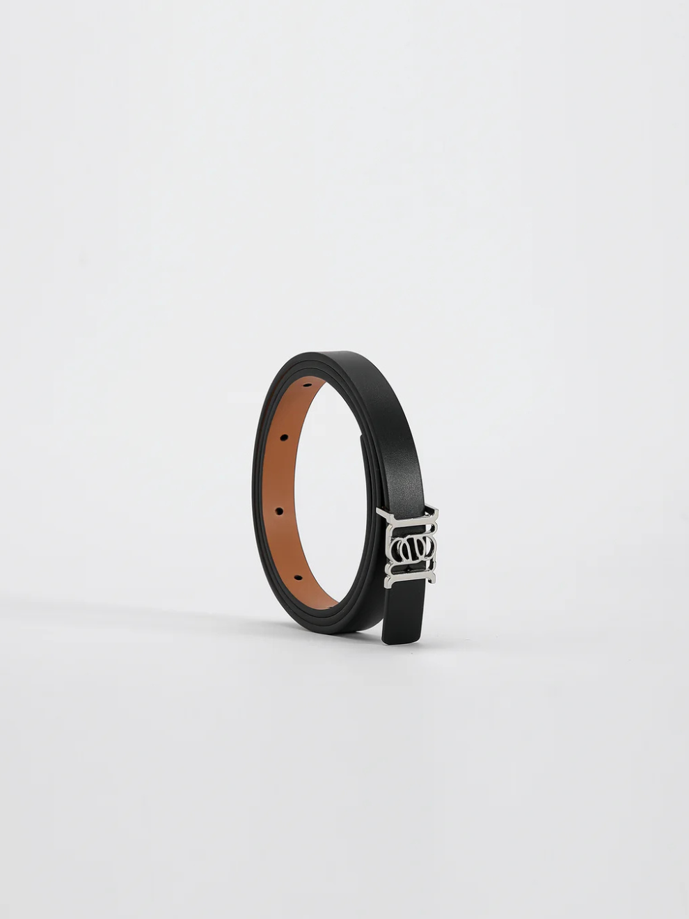 Double-sided Monogram Calfskin Slim Belt in Silver