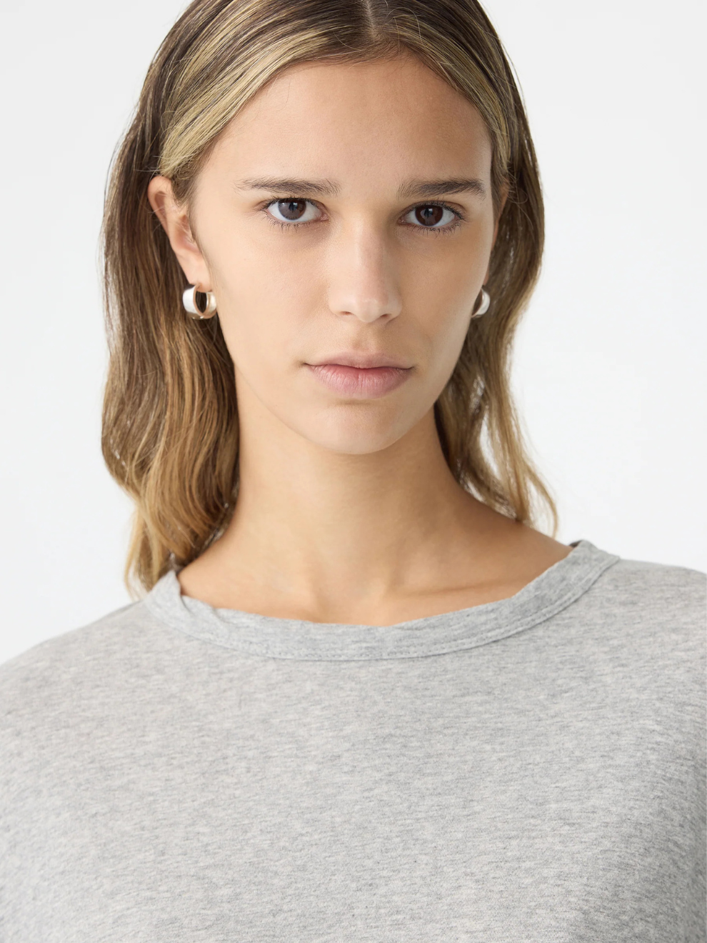 Slouch Superfine Long Sleeve T Shirt in Grey Marl