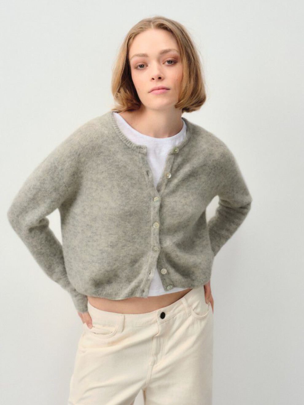 Vito Cardigan in Light Grey Melange