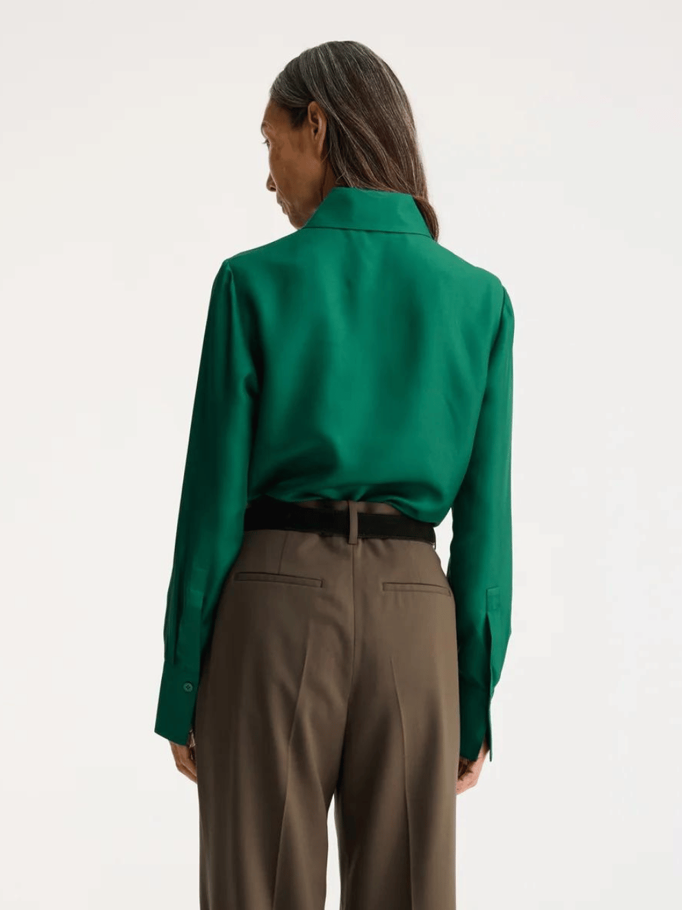 Fitted Silk Shirt in Emerald