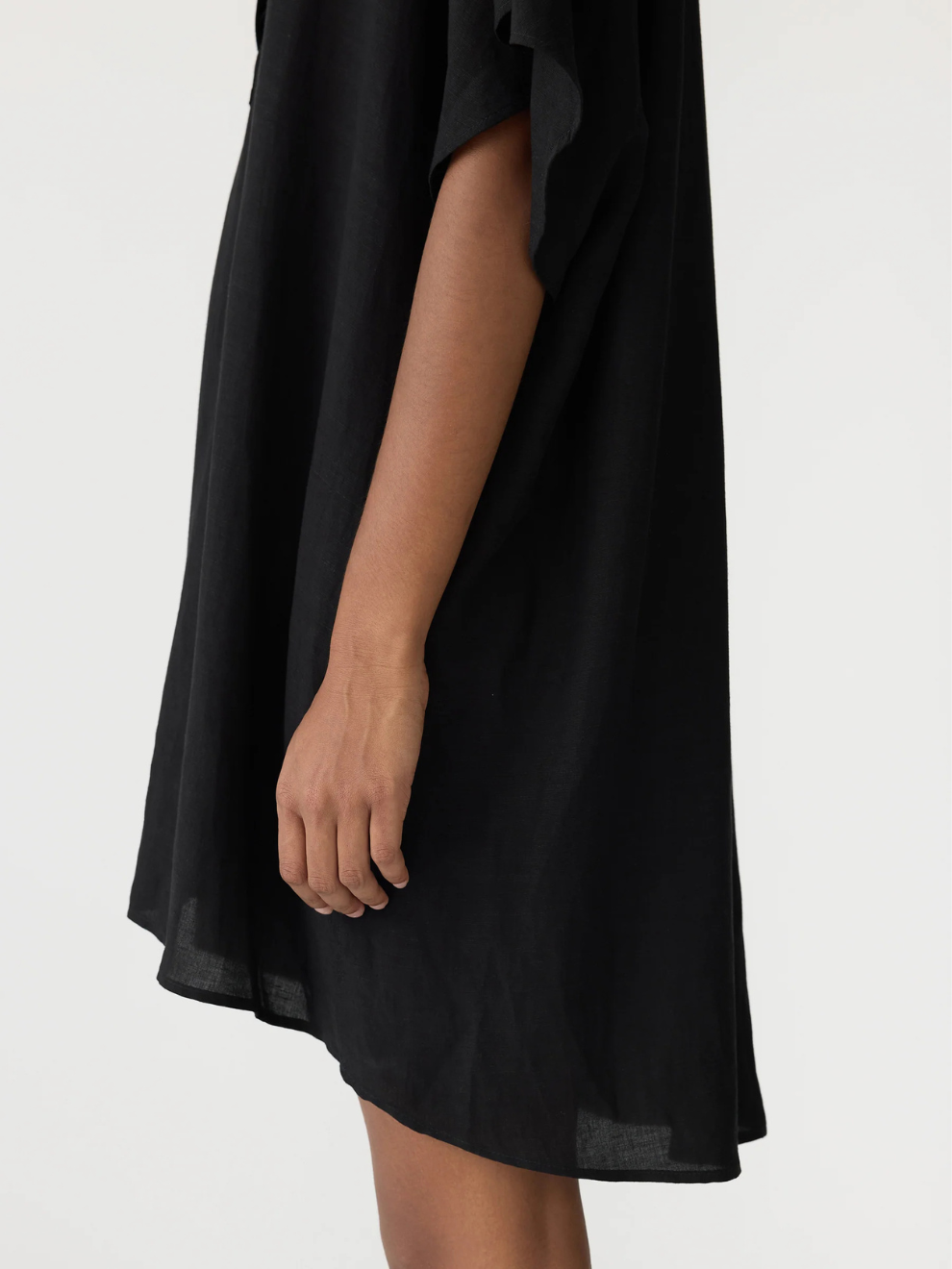 Boxy Placket Dress in Black