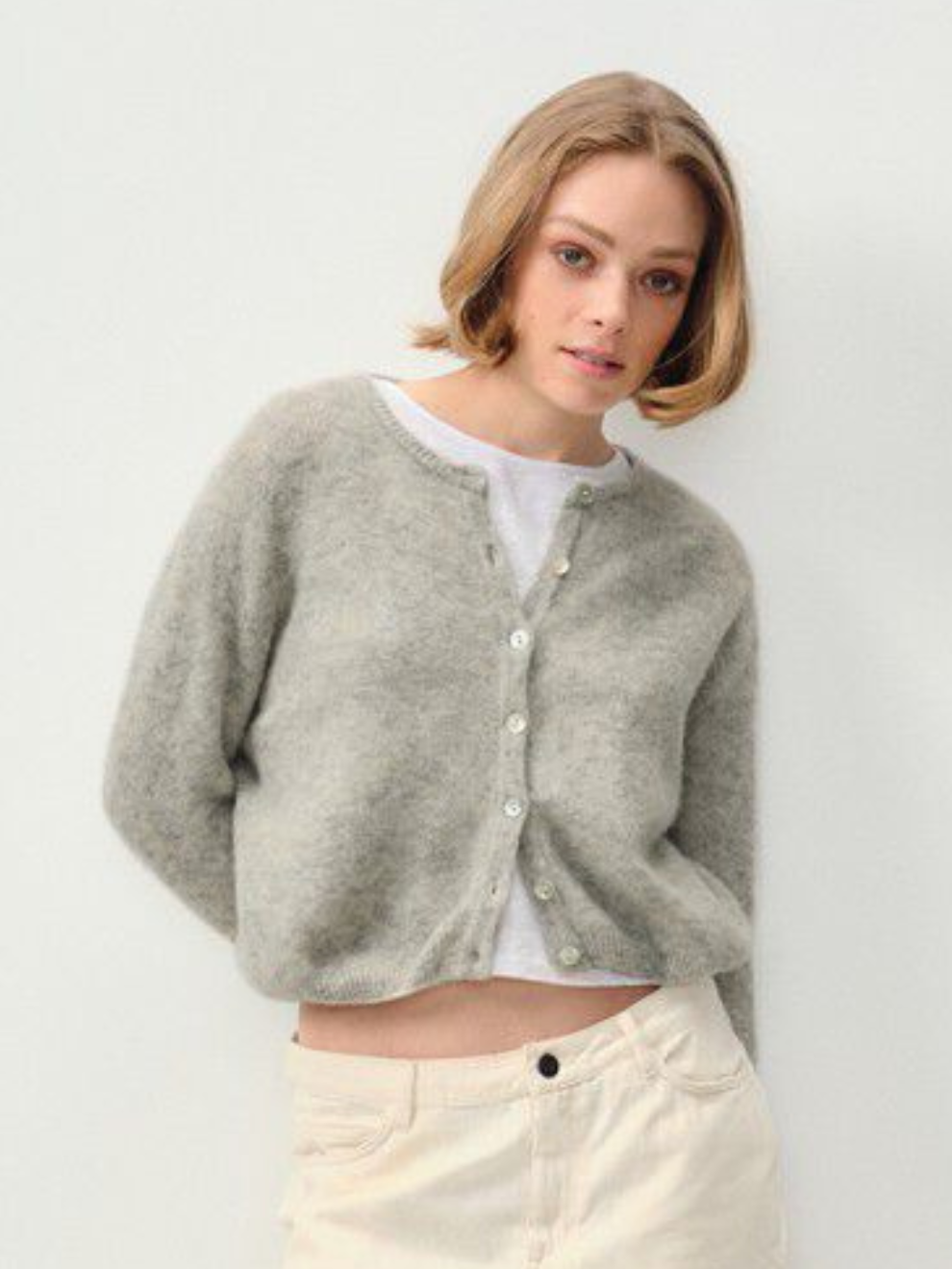 Vito Cardigan in Light Grey Melange