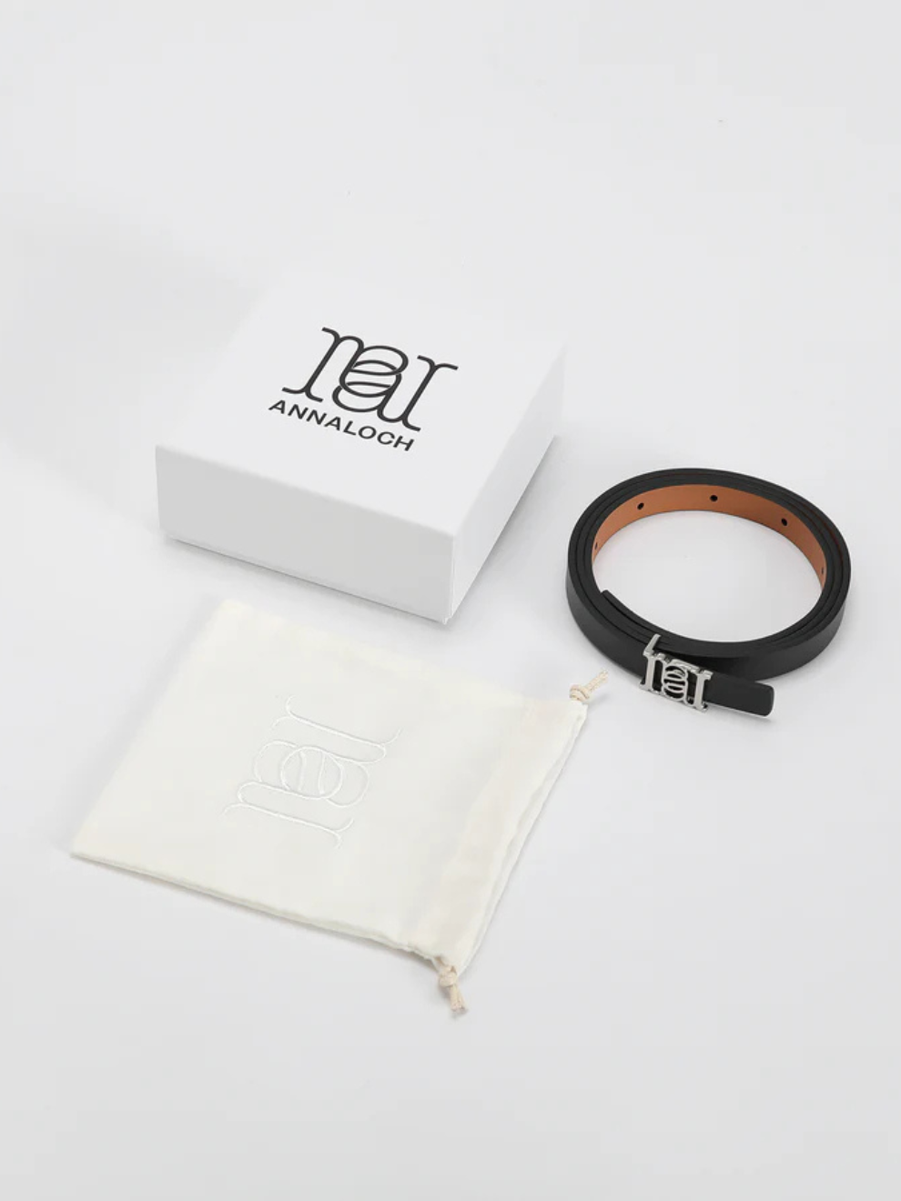 Double-sided Monogram Calfskin Slim Belt in Silver