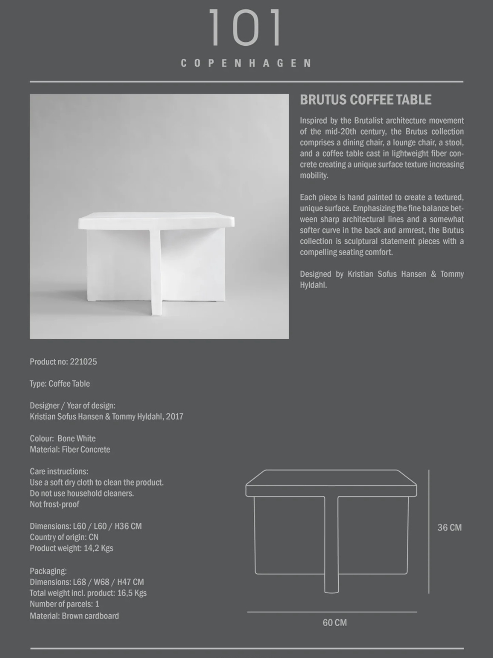 PRE-ORDER Brutus Coffee Table in Bone White