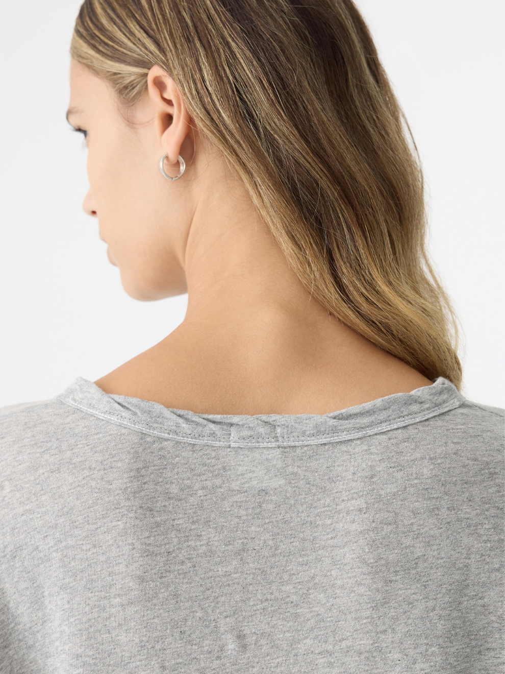 Slouch Superfine Long Sleeve T Shirt in Grey Marl
