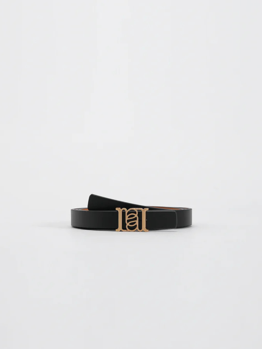 Double-sided Monogram Calfskin Slim Belt in Gold