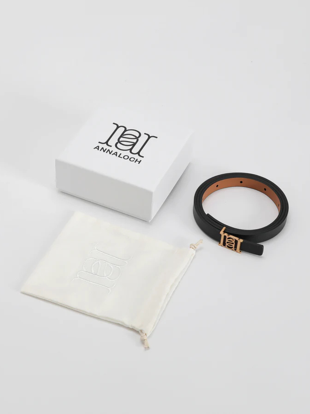 Double-sided Monogram Calfskin Slim Belt in Gold