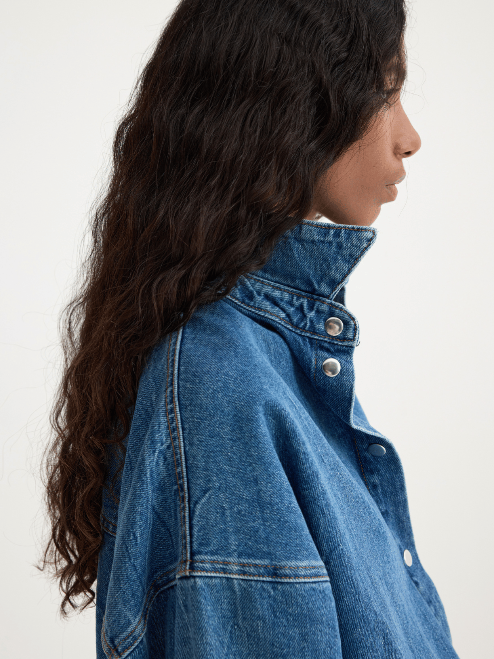 PRE-ORDER Denim Oversized Shirt in Mid Denim Blue