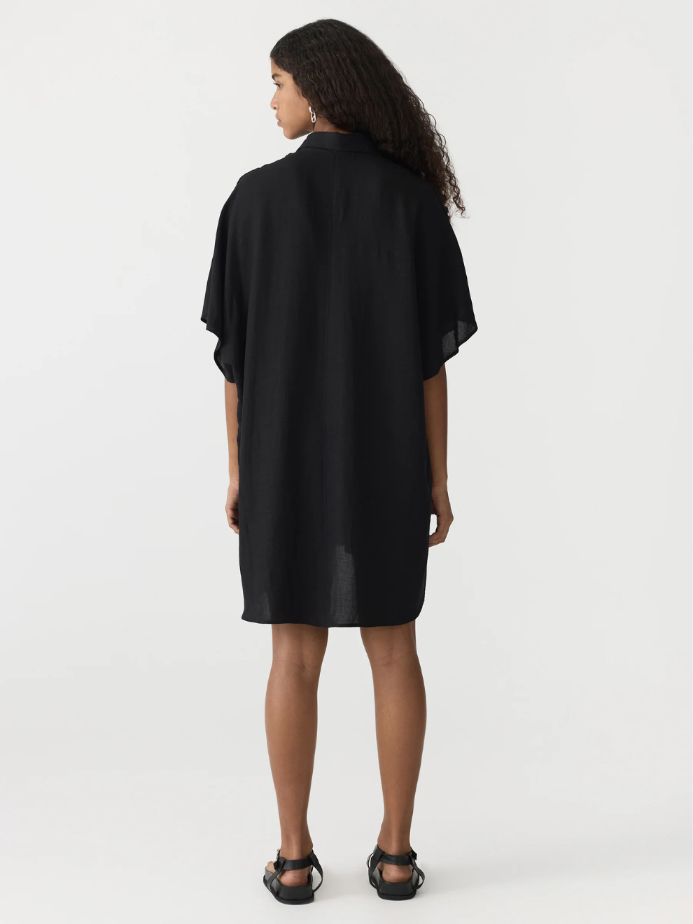 Boxy Placket Dress in Black