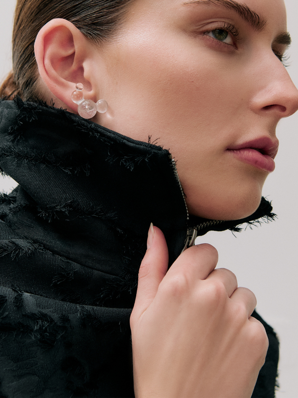 Valor Bomber in Black Clipped Jacquard