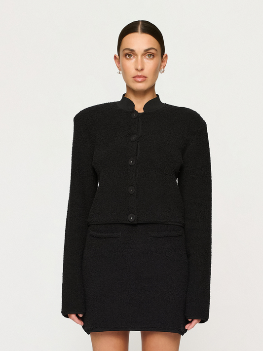 Caelia Boucle Knit Jacket in Black