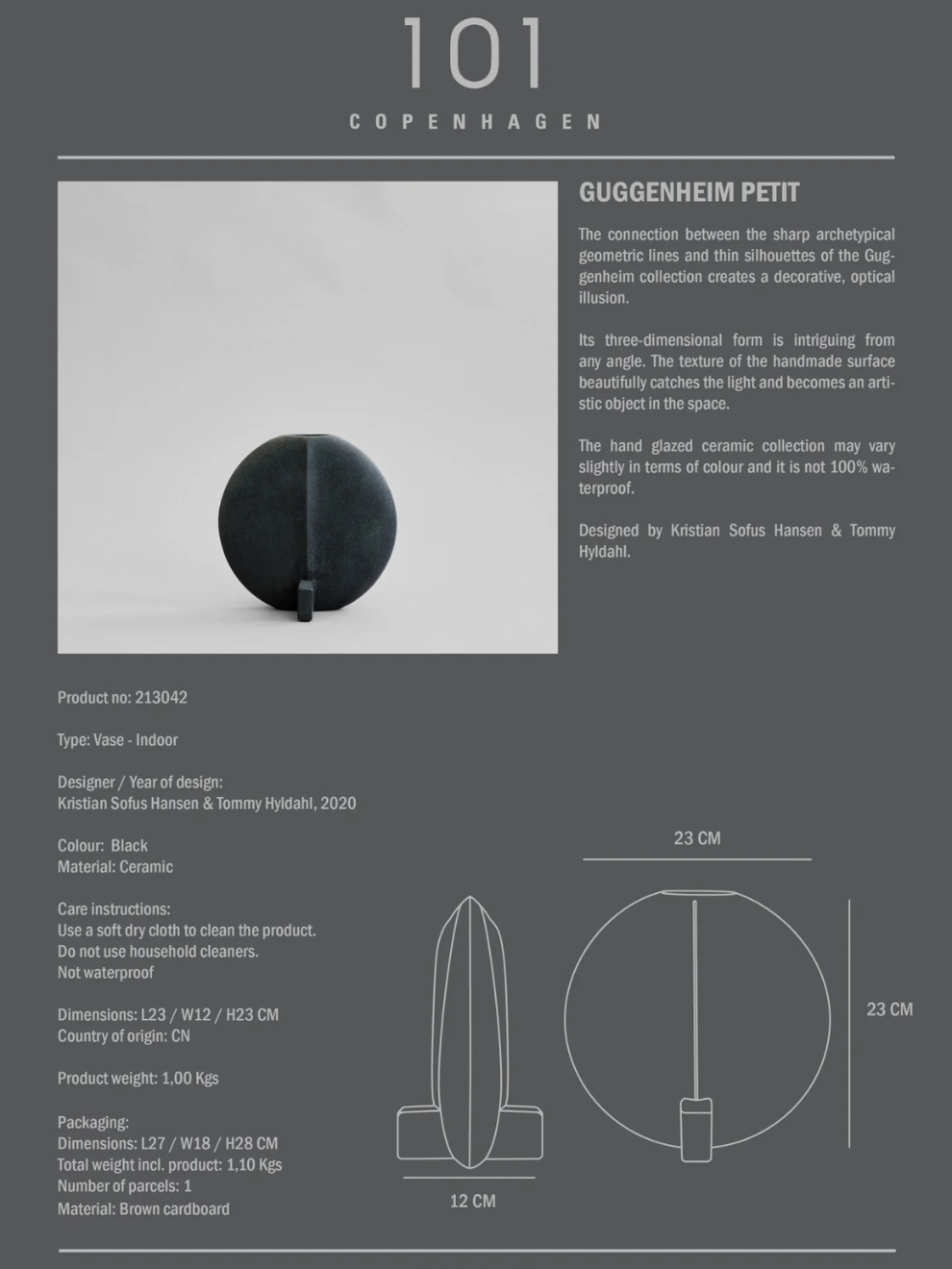 PRE-ORDER Guggenheim Petit Vase in Black
