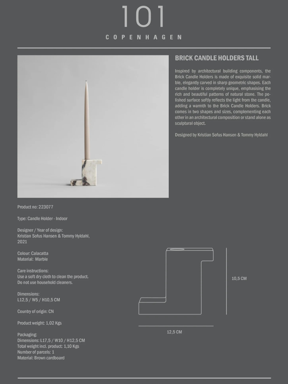 PRE-ORDER Brick Candle Holder Tall in Calacatta