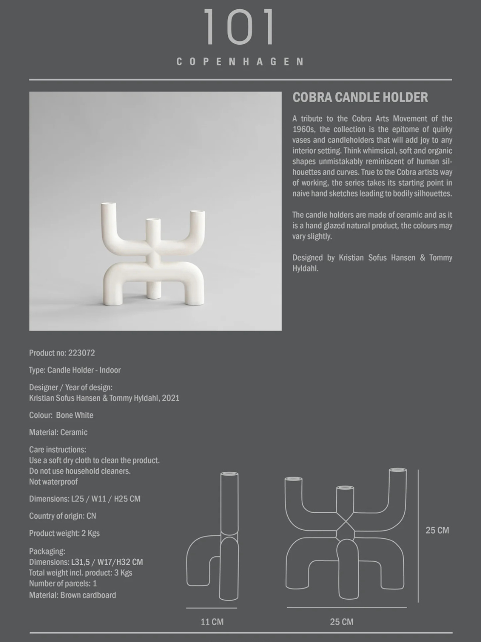 PRE-ORDER Cobra Candle Holder in Bone White