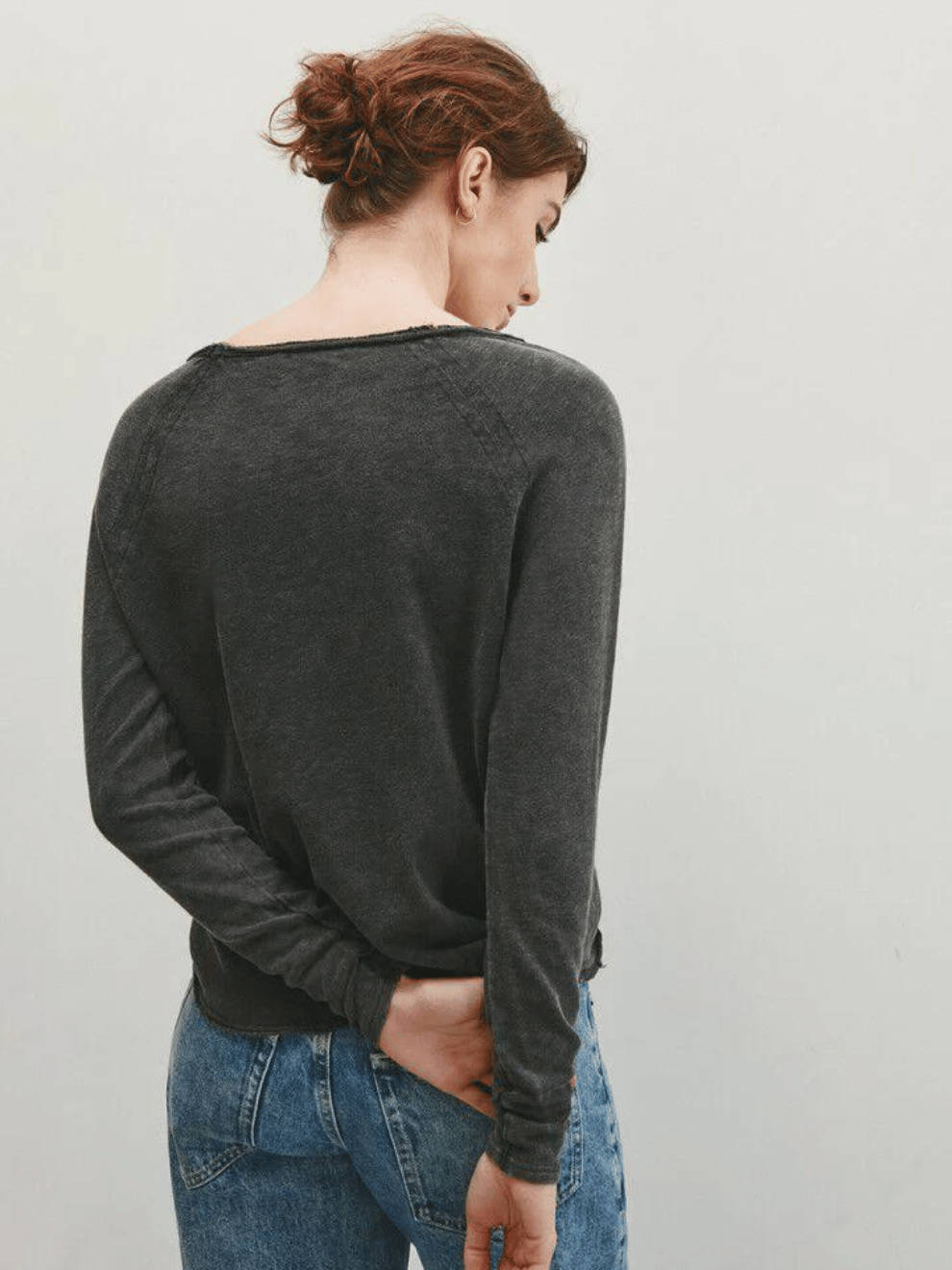 Sonoma Long Sleeve T-Shirt Boat Neck in Vintage Black